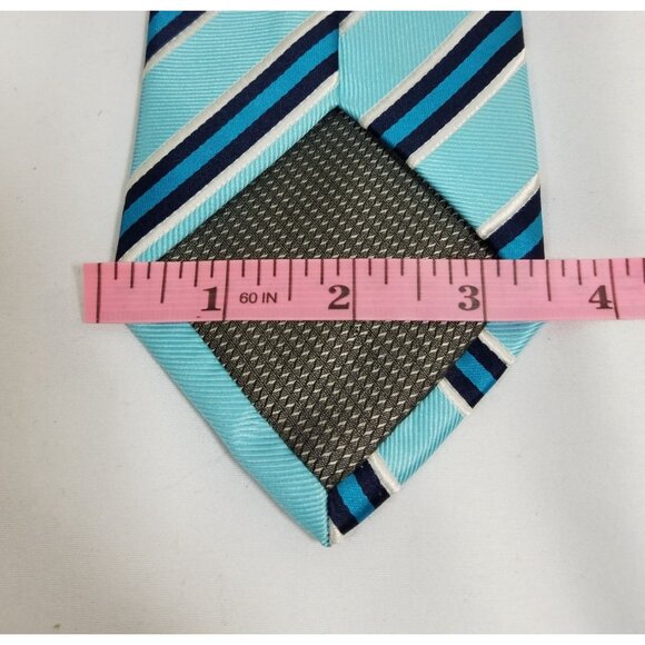 Covington Mens Necktie blue diagonal stripe Handmade Blue Striped Tie - Picture 5 of 6